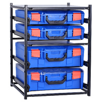 StorageTek 2 Large Drawer Frame + 2 Small Drawer Assembled c/w PC Lid Cases- Blue Blue Cases