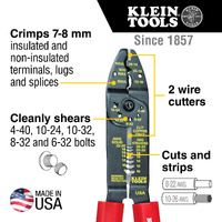 Klein Tools Multi Tool Wire Stripper Crimper Cutter 8–22 AWG