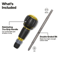 Klein Tools Ratcheting Fastbit Tru-Grip Screwdriver