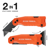 Klein FlickBlade 2-in-1 Utility Knife / Scraper with Blade Storage