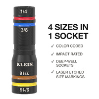 Klein Quad-4 Heavy-Duty Impact Flip Socket SAE