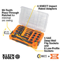 Klein 65240 Knect Impact Pass Through and Deep-Well Flip Socket Set 20-Piece