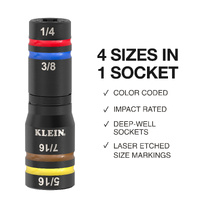 Klein Knect Quad-12 Heavy-Duty Impact Flip Sockets SAE 6-Piece