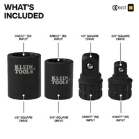 Klein KNECT Impact Socket Wrench Adapter Kit 3/8 and 1/2 Inch Drive