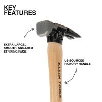 Klein 20oz Smooth Face Hickory Handle Hammer Straight Claw