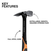 Klein 20oz Smooth Face Steel Hammer Straight Claw Trade Hammer