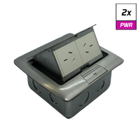 CableDuct Systems FFOB-122 Pop Up Floor Box Solid Aluminium Lid Dual GPO