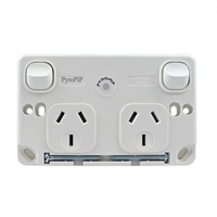 Repelec PyroPIP Double Power Point 10A Double Pole Heat Sensitive Fire Safe GPO