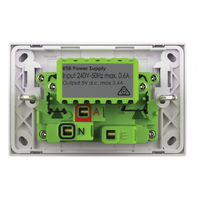 Trader Snow Leopard Power Point 10A 250V Auto Switched Fully Integrated Dual USB Charger (Type A and C) 5V 3.4A White Cover