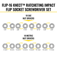Klein Flip-16 Knect Ratcheting Impact Flip Socket Screwdriver Set