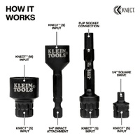 Klein KNECT Impact Socket Adapter Kit Expander 1/4 Inch Dual Drive