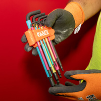 Klein Tools Color-Coded Extra-Long L Style Hex Key Caddy Set Metric 9 Piece