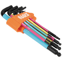 Klein Tools Color-Coded Extra-Long L Style Hex Key Caddy Set Metric 9 Piece