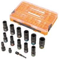 Klein Tools KNECT Deep-Well 1/2 Inch Drive Metric Impact Socket Set 14 Piece
