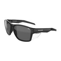 Paramount Ace Safety Glasses Black Frame Polarised Lens Black Smoke