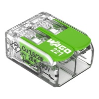 Wago Green Splicing Connector With Levers 2Way 4MM PK100