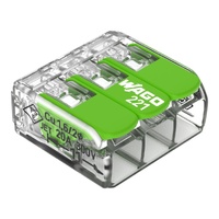 Wago Green Splicing Connector With Levers 3Way 4MM PK50