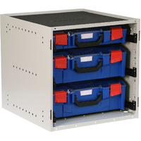 StorageTek Cabinet c/w 2 Large + 1 Small PC Lid Case - Blue