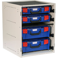 StorageTek Cabinet c/w 2 Large + 2 Small PC Lid Cases - Blue