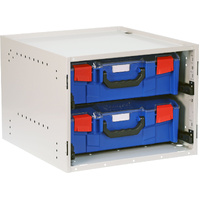 StorageTek Cabinet c/w with 2 Large PC Lid Cases - Blue