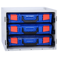 StorageTek Cabinet c/w 3 Small PC Lid Cases - Blue