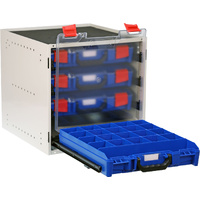 StorageTek Cabinet c/w 4 Small PC Lid Cases - Blue