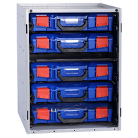 StorageTek Cabinet c/w 5 Small PC Lid Cases - Blue