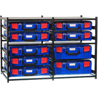 StorageTek 2 Large Drawer Frame + 7 Small Drawer Assembled c/w PC Lid Cases Blue Cases