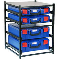 StorageTek 2 Large Drawer Frame + 2 Small Drawer Assembled c/w PC Lid Cases- Blue Blue Cases