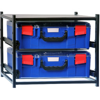 StorageTek 2 Large Drawer Frame Assembled c/w 2 Large PC Lid Cases- Blue