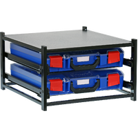 StorageTek 2 Small Drawer Frame Assembled c/w 2 Small PC Lid Cases- Blue