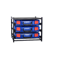 StorageTek 3 Small Drawer Frame Assembled c/w 3 Small PC Lid Cases- Blue