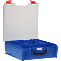 StorageTek Case Large Clear PC Lid c/w Dividers-Blue
