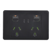 Trader Cougar Double GPO 10A With USB C+C Black