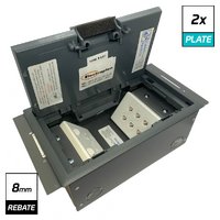 Cable Duct Systems Recessed Floor Box 2 x Clipsal 2000 Series Style Outlets