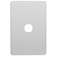 Trader Flat Cat Switch Plate Less Mech White Cover White Grid