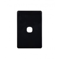 Trader Flat Cat Switch Plate Less Mech Black Cover Black Grid