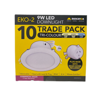 Mercator Eko-2 9W 90mm 3CCT LED Downlight With Plug Base 10 Pack