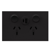 Legrand Inspyra 10A Horizontal Double Power Point with USB A+C Charger Matte Black