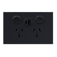 Legrand Inspyra 10A Horizontal Double Power Point with USB A+C Charger Matte Grey
