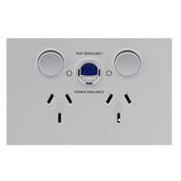 Legrand Inspyra 10A Horizontal Double Power Point with 10mA RCD Matte White