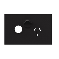 Legrand Inspyra 10A Horizontal Single Power Point Coverplate Matte Black with Extra Function Hole