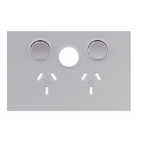 Legrand Inspyra 10A Horizontal Double Power Point Coverplate Matte White with Extra Function Hole