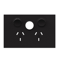 Legrand Inspyra 10A Horizontal Double Power Point Coverplate Matte Black with Extra Function Hole