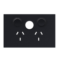 Legrand Inspyra 10A Horizontal Double Power Point Coverplate Matte Grey with Extra Function Hole