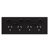 Legrand Inspyra 10A Horizontal Quad Power Point Coverplate Matte Black with 2 Extra Function Holes
