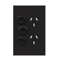 Legrand Inspyra 10A Vertical Double Power Point Coverplate Matte Black with Extra Function Hole