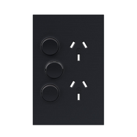 Legrand Inspyra 10A Vertical Double Power Point Coverplate Matte Grey with Extra Function Hole