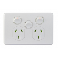 Trader Puma Power Point Switched 2G 10A 250V with Extra Switc