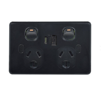 Trader Puma Double GPO 10A Double Pole With A&C USB Charger Vandal Proof Black